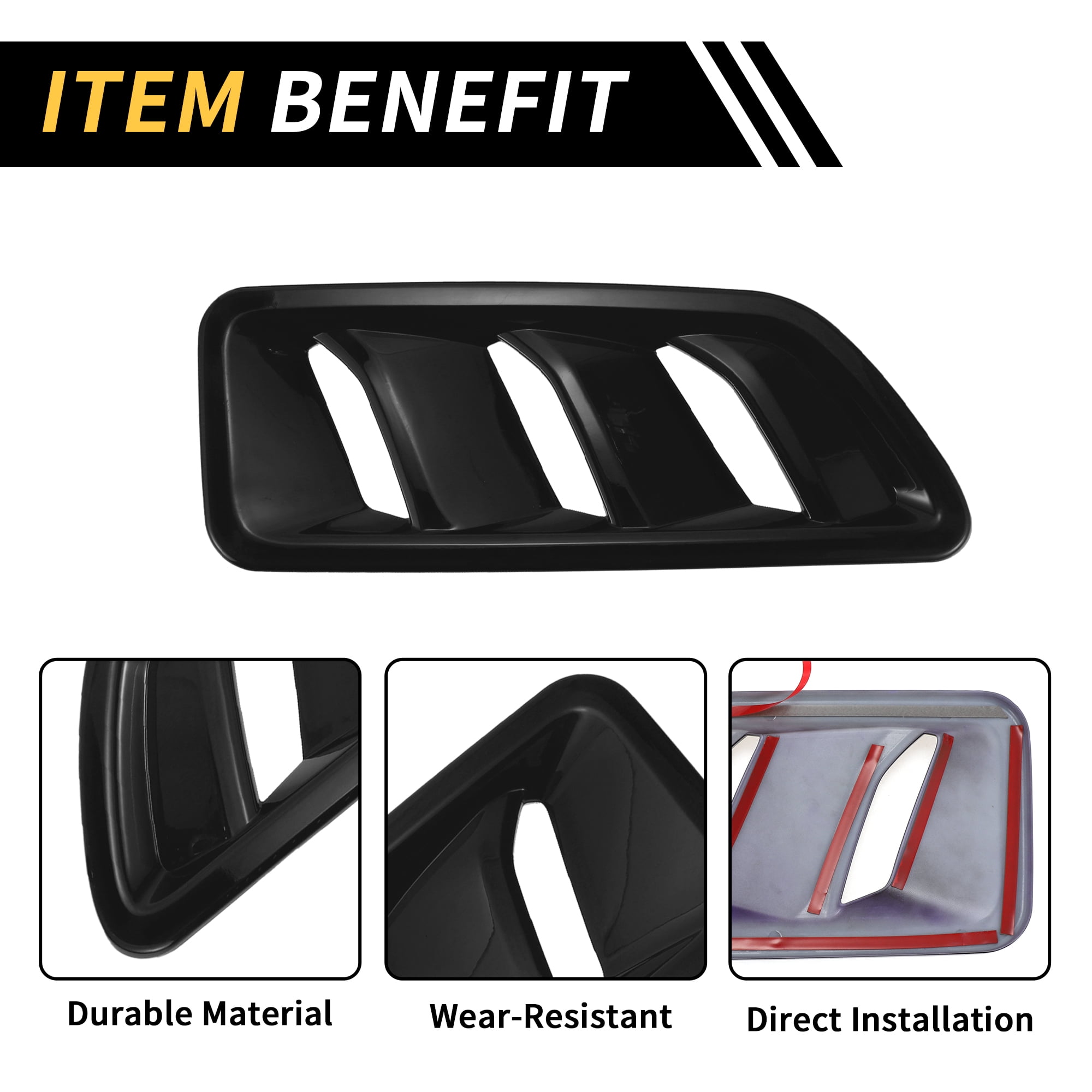 Unique Bargains 1 Pair Car Front Hood Air Outlet Vent Cover Trim for Jeep Wrangler JL JLU Gladiator 2018-2024 Hood Engine Bonnet Air Vent Outlet Cover Bezels ABS Black