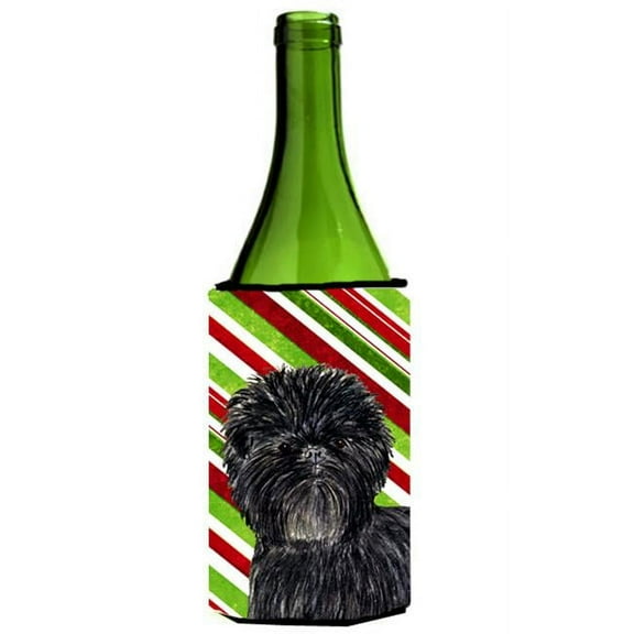 Affenpinscher Candy Cane Holiday Christmas Wine Bottle   Hugger - 24 oz.