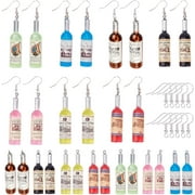 1 Box 7 Styles Random Label Wine Bottles Earring Making Kit Resin Pendants Bottle Charms for Beginners DIY Earring Jewelry Making Set Accessories Mixed Color