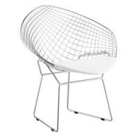 Set Of 2 Contemporary Unique Chromed Steel Net Dining Room Chairs White by ZUO-FURNITURES