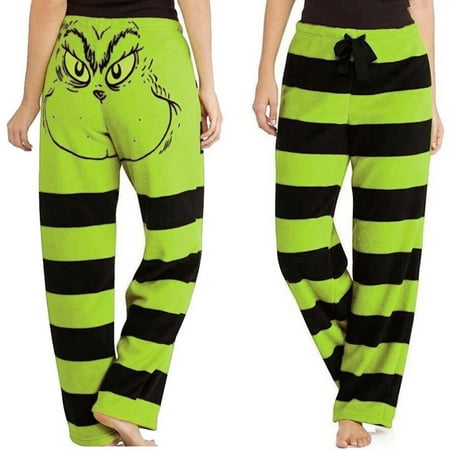 

KEVCHE Women s Green Pajama Pants Christmas Striped Pajama Casual Long Pants Bottoms Green