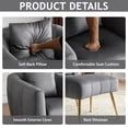 thumbnail image 3 of Ktaxon Accent Arm Chair with Ottoman Stool, Velvet Upholstered Club Chair with Lumber Pillow and Footrest Pumpkin Shape Sofa Gray, 3 of 8