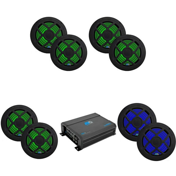 ATG Audio Marine Amplifier Plus (1) Pair 6.5" and (3) Pair 8" Black Marine Coaxials