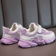 thumbnail image 3 of Ediodpoh Fashion All Seasons Children Sports Shoes Girls Flat Sole Thick Sole Non Light Lace up Hook Loop Solid Color Comfortable Casual Kids Shoes Purple 2, 3 of 9