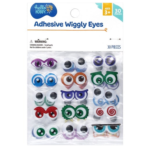 Hello Hobby Fun Glitter Sticker Eyes and Googly Eyes, Multi-Color, 30 Pair