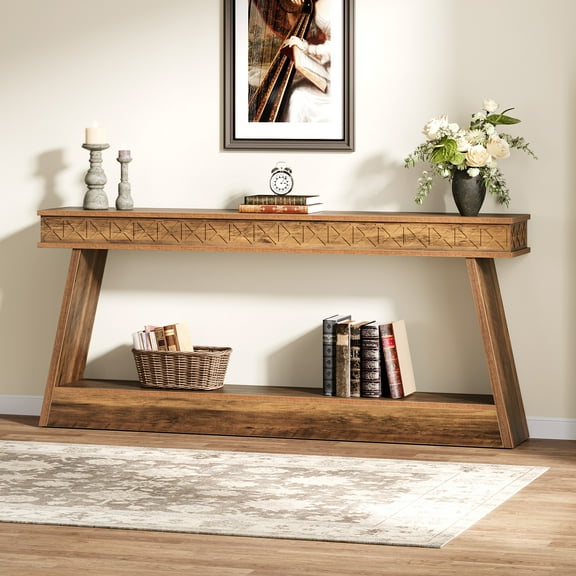 Tribesigns 70.87 Inch Narrow Console Table with Storage, Wooden Long Sofa Table Behind Couch, Hallway Table for Entrance, Bedroom, Living Room, Foyer, Rustic Brown