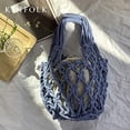 thumbnail image 2 of Kukuzhu New Straw Bag Cotton Thread Woven Bag Portable Net Bag Casual Bucket Handbag Summer Beach Purse for Women/Girls, 2 of 7