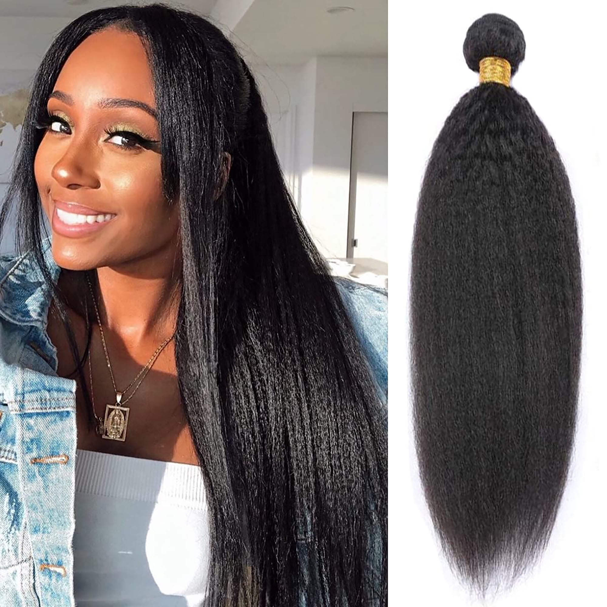 CLEARANCE Afro Kinky Straight Weave 4B 4C Clip In Virgin Human Hair  Extensions | eBay