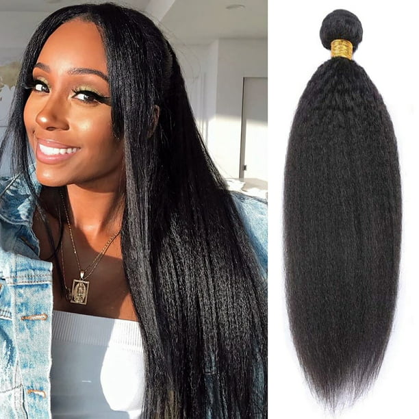Full Shine Kinky Straight Sew in Human Hair 12 inch Weft Hair Extensions  Off Black Remy Hair Weave 1 Bundle 100g 