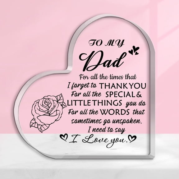 Heartfelt Acrylic Keepsake Plaque -1Pcpersonalized Dad Gift With "L Love You Dad"Message -Heart-Shapedpaperweight For Christmas Birthday Thanksgivingpresents And Heartfelt Thank You Gifts