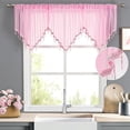 thumbnail image 3 of Semi Sheer Valance Curtains for Girls Room, Rod Pocket Beaded Trim Tassel Voile Window Valance Kids Room Decor Kitchen Curtains for Bathroom Cafe Nursery, Each W51 x L24 Inch, 3 of 6