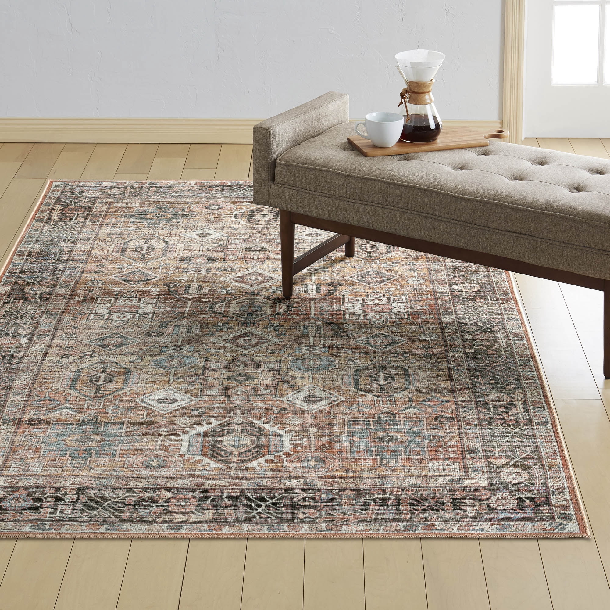 Everwash™ Callaghan Eve Southwestern Medallion Machine Washable Area Rug, Warm Rust, 6'6"x9'2"