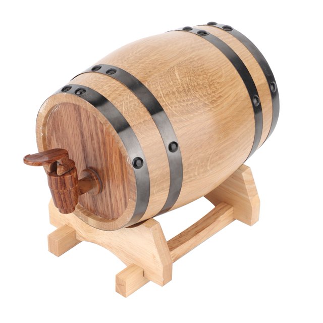 Barril De Vino De Madera Fuerte De Roble Natural, Mini Barril De Vino, Para Almacenar Vino Tinto, Brandy, Whisky, Tequila, Etc. Para Restaurante ANGGREK Color Madera con Aro Negro 1L