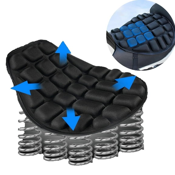 Hinzonek Motorcycle Air Cushion Seat Pad, Pressure Relief Ride Motorcycle Air Cushion Large for Cruiser Touring Saddles (Black)