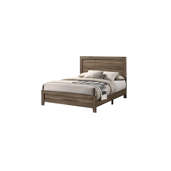 Dark Walnut Wood Panel Bed in Eastern King (King) Size