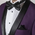 thumbnail image 2 of Adam Baker West End by Men's 9-3416 Slim Fit One Button Satin Shawl Collar 2-Piece Tuxedo Suit - Purple-54R, 2 of 4