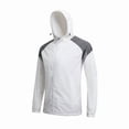 thumbnail image 2 of Men's Color Block Water Repellent Windbreaker Jacket Outerwear Hooded Coat with Adjustable Hem Side Pocket for Soccer Hiking Running Travel, White, XXL, 2 of 9