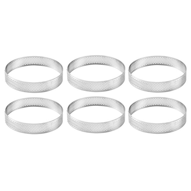 6X Moldes Redondos Agujero Acero Inoxidable para Tartas 20 cm Anillo de Tarta de Pastel de Mousse Postre de Pizza Molde