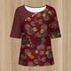 thumbnail image 3 of Tops Florales para las Mujeres Impreso Suéter Cuello Redondo Manga Corta, Ligero Y Casual Tops Cortos para las Mujeres, 3 of 5