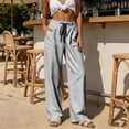 thumbnail image 2 of PBFRDSJ Striped Wide Leg Pants for Women Elastic Waist Drawstring Lounge Pants Trendy Flowy Loose Beach Vacation Bottoms, 2 of 9
