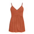 thumbnail image 6 of LIZUOJUN Womens Tank Tops Solid Color Pleated Spaghetti Strap V-Neck Cami Top Summer Dressy Trendy Sleeveless Loose Fit Tops Orange S, 6 of 6