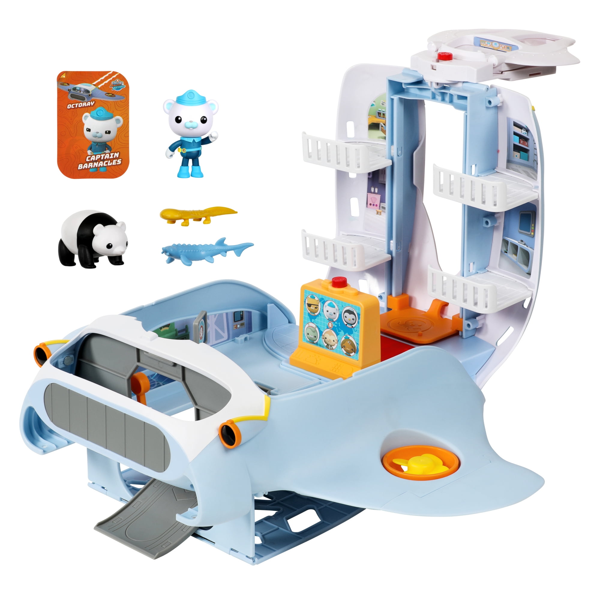 Octonauts Above & Beyond, Octoray 13 inch Transforming Playset with Captain Barnacles 3 inch Figure and Accessories, 25+ Lights and Sounds, Preschool, Ages 3+