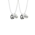 thumbnail image 2 of Delight Jewelry Black Nickeltone Crystal Initial - Q - Beaded Border - Mother & Daughter Heart Necklaces (Set of 2), 19"+2", 2 of 4