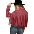 thumbnail image 4 of WILLBEST Winter Outfits for Women Women Fringe Suede Leather Jackets Fashion Tassel Motorcycle Cropped Coats, 4 of 9