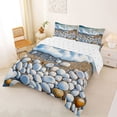thumbnail image 2 of jejeloiu Pebble Beach Wave Full Size Comforter Sets,Coastal Stone Scene Bedding Comforter Set For Boys,Blue White,Reversible,3 Pieces,1 Comforter and 2 Pillowcases, 2 of 7