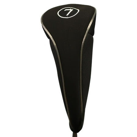 Black Golf Zipper Head Cover #7 Fairway Wood Metal Headcover Neoprene Traditional Plain Protective Cover Fits All Fairway Golf Clubs Perfect Gift for Golfing Buddies
