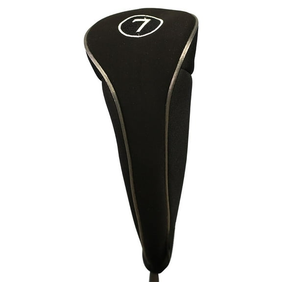 Black Golf Zipper Head Cover #7 Fairway Wood Metal Headcover Neoprene Traditional Plain Protective Cover Fits All Fairway Golf Clubs Perfect Gift for Golfing Buddies