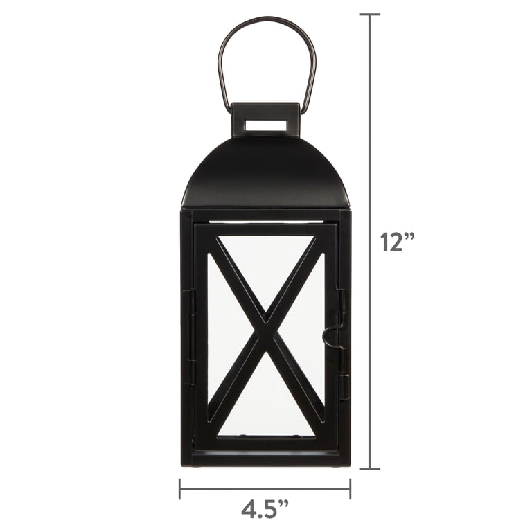 Mainstays Black Metal Pillar Candleholder Lantern, Small photo 2