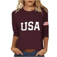 thumbnail image 2 of Odbmxy T-Shirts Women Independence Day Summer 3/4 Sleeve Tops Women Loose Casual American Flag Vacation Tops, 2 of 5