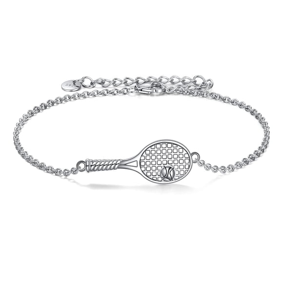 YAFEINI Tennis Racket Bracelets Sterling Silver Sport Jewelry Sport Theme Gift for Women Men Tennis Lover