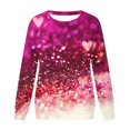 thumbnail image 3 of VALMASS Chandails en Molleton de la Saint-Valentin pour Femmes Manches Longues Imprimé Cœur Hauts Décontractés Col Rond Extérieur Blouses (TG, Rose Vif-B), 3 of 3