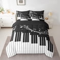 thumbnail image 2 of Homewish Musical Notes 7 Pieces Bedding Comforter Set for Female Men Teens,Black White Full Bedding Set Lightweight,Music Piano Melody Fitted Sheet Flat Sheet,Super Cozy Room Decor,Reversible, 2 of 8
