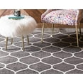 thumbnail image 3 of Unique Loom 3140861 8 x 10 ft. Rounded Trellis Frieze Rectangular Rug, Dark Gray, 3 of 5