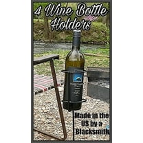 Wine Bottle / Drink Holders, Qty 4- Outdoor Stakes Handmade in US by Blacksmith