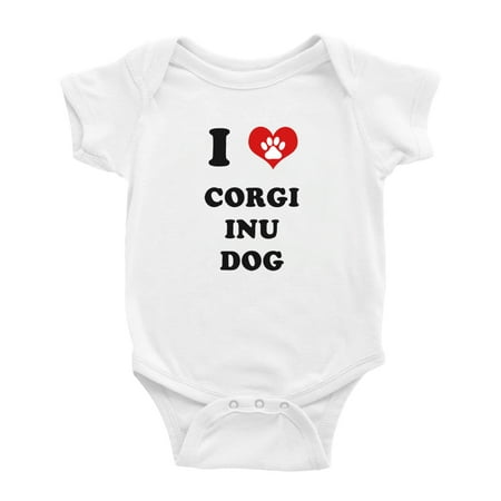 

I Heart Corgi Inu Dog Funny Baby Bodysuits (White 18-24 Months)