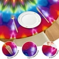 thumbnail image 4 of Colorful Tie Dye Star Mandala Round Fitted Tablecloth with Elastic Edge,Dining Table Cover Waterproof,Outdoor Round Tablecloth for Camping,Dining,Indoor and Outdoor, 4 of 7