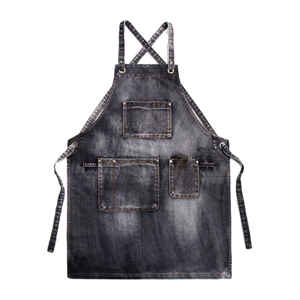 Delantal de trabajo unisex Matsuzay de tela multiusos Cocina y Comedor Negro