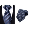 thumbnail image 3 of Extra Long Formal Ties for Big & Tall Men - 3-Pack of Jacquard Woven Neckties with Classic Stripe & Check Patterns, Suitable for Business & Wedding, 3 of 4