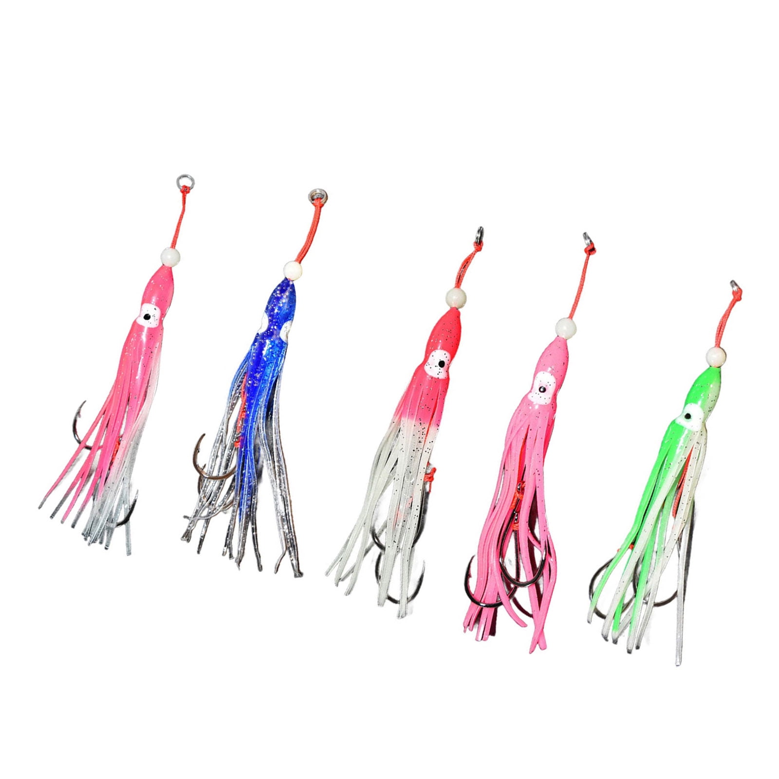 5Pcs Multicolored Glowing Squid Skirt Saltwater Baits Lures Octopuses Skirts Trolling Lures Fishing Tackle Soft Lures