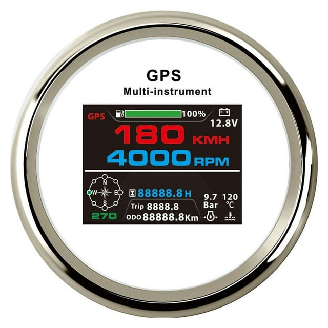 10 In 1 Multi-functional Car Boat Digital GPS meter Tachometer 0-9999RPM TFT Screen Display Hour Fuel/Water Temp Gau
