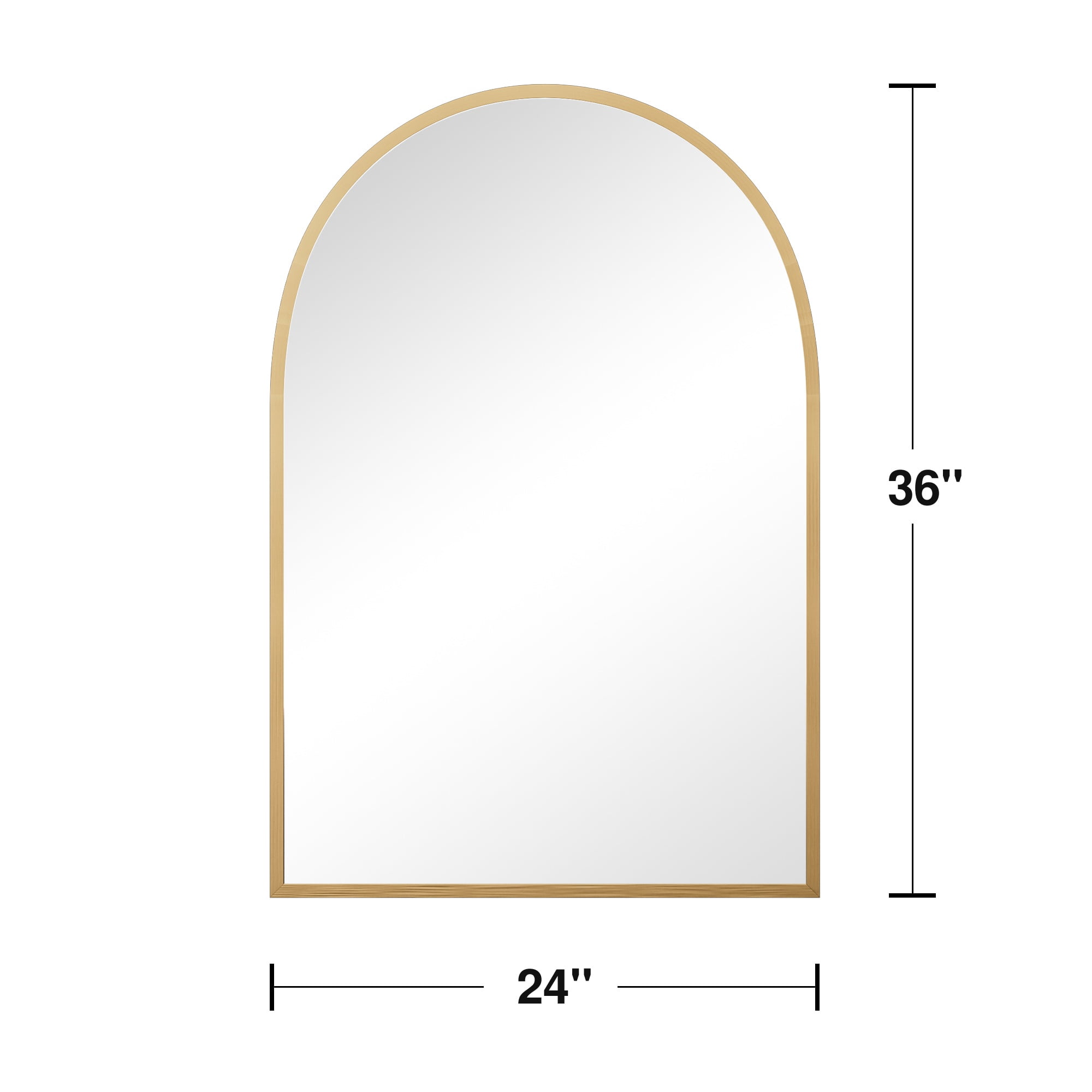 MAYEERTY 2-Set 36×24in Modern Arched Aluminum Alloy Golden Framed Hanging Mirror, Wall-Mounted for Vanity & Sink