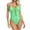 X1 Light Green, variant on Ticikt Women's Mesh One Piece Swimdress Swimsuit Slim Fit V Neck U Ring Bathing Suit Drawstring Sarong Swimwear,Color:Black,Size:L