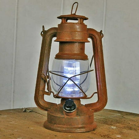 2 Pcs Table Decor Hurricane Lantern Light Antiqued Rusty Metal 2 Pcs Table Decor Hurricane Lantern Light Antiqued Rusty Metal Battery Operated Led