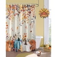 thumbnail image 2 of Fall Pumpkins Shower Curtain Set ，Waterproof Fabric Shower Curtains Thanksgiving Orange Eucalyptus Leaves Watercolor Linen Shower Curtains for Bathroom,Bathroom Decor 36"x72", 2 of 7