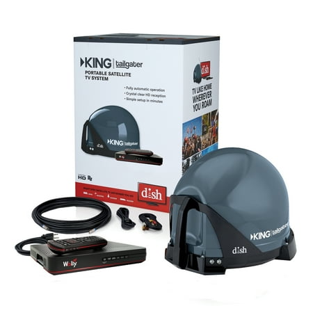 KING VQ4550 Tailgater Bundle, Portable Satellite TV Antenna with DISH Wally HD Receiver for RV, Tailgating, Camping, Outdoor