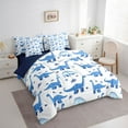 thumbnail image 3 of Manfei Cute Dinosaur Bedding Full Size,Cartoon Animal Comforter Sets with Sheets,Blue White Bedding Sets Full Size,Ultra Soft Bedroom Decorative Reversible,7pcs, 3 of 7